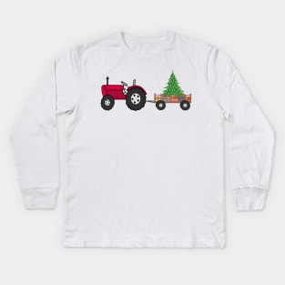 Christmas Tractor Kids Long Sleeve T-Shirt